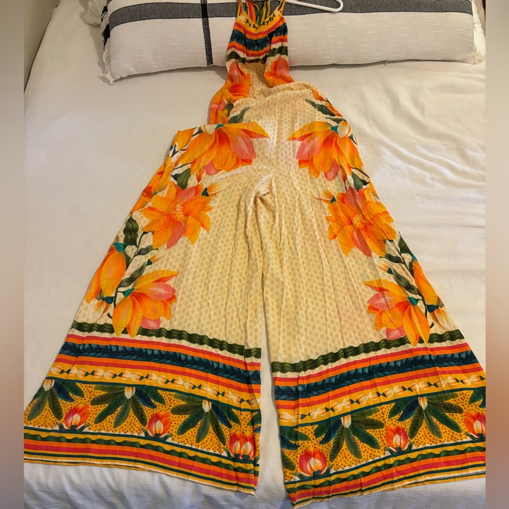 FARM Rio for Anthropologie High Neck Wide Leg Jumpsuit Size Medium - Picture 6 of 11